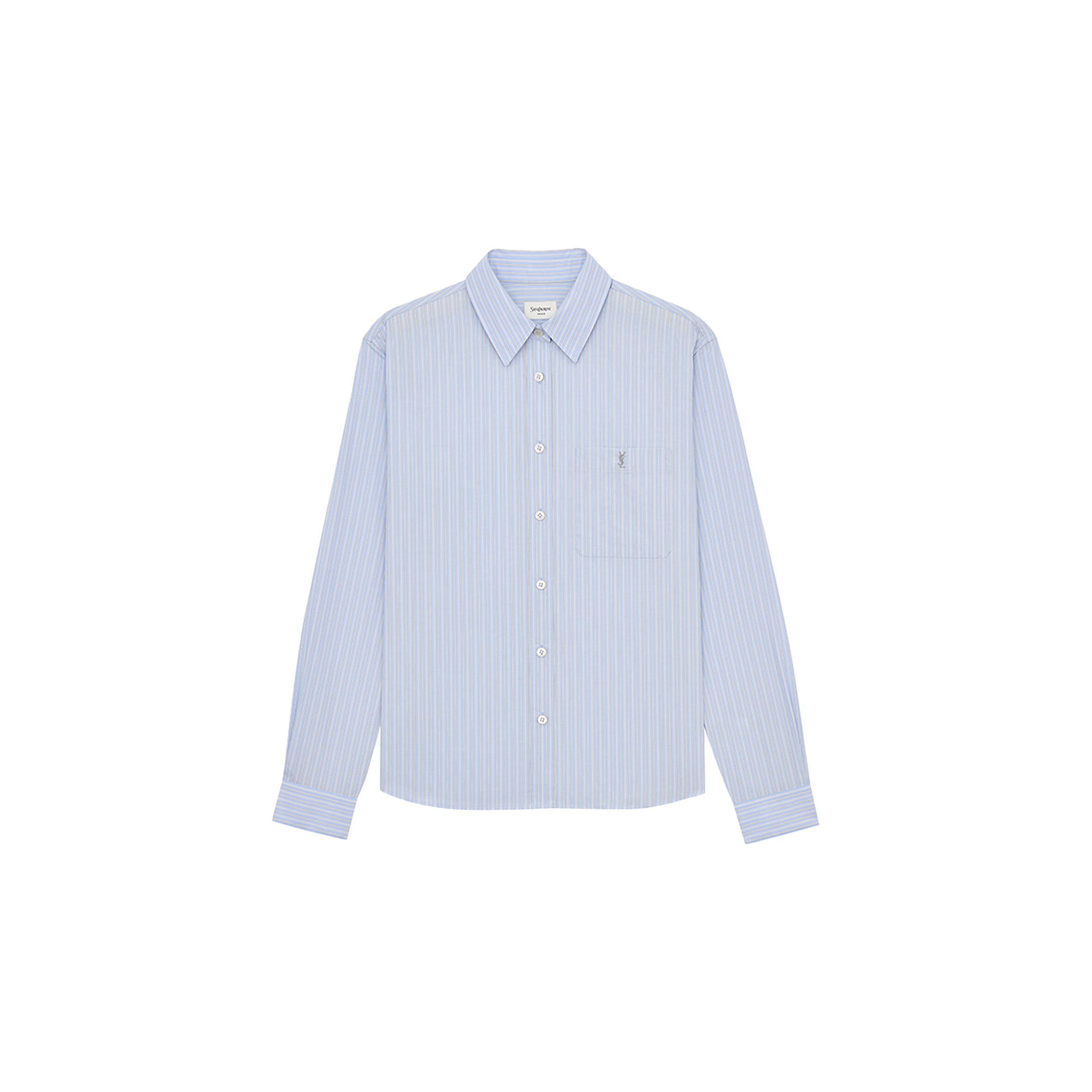 YSL CASSANDRE STRIPED POPLIN COTTON SHIRT 861080Y7J664427